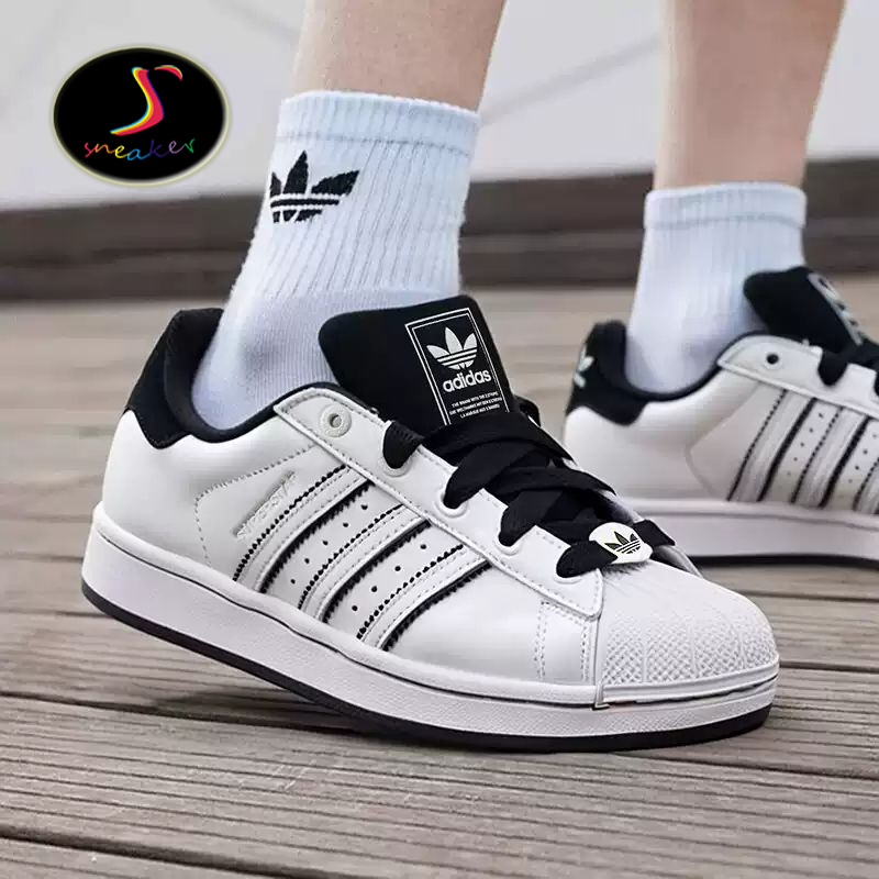 Adidas Superstar 2 Trefoil Shell Toe White and Black Unisex Sports Casual Low-Top Sneakers Ki9521