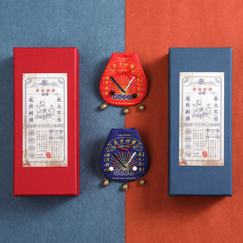 Oriental gift original embroidery newborn baby fetal hair souvenir girl baby fetal hair collection box fetal hair pendant