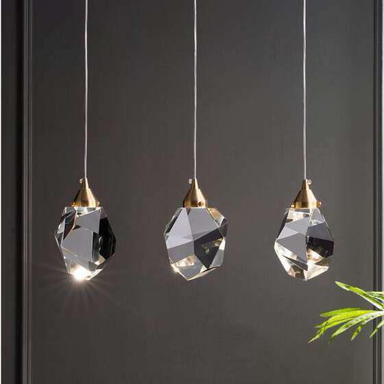 Modern Simple and Personalized Creative Stainless Steel Pendant Light Square Crystal Light Bar Restaurant Light Diamond Crystal Chandelier