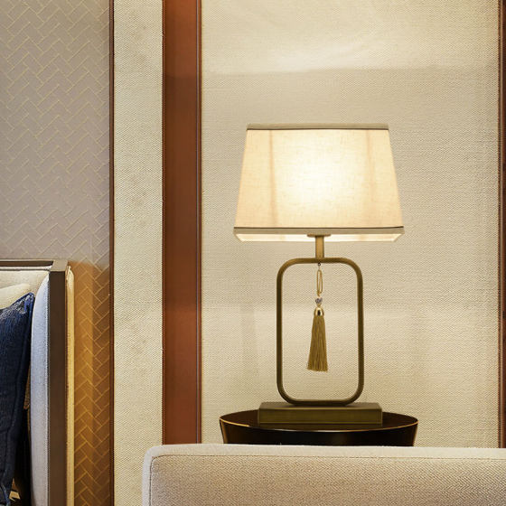 New Chinese-Style Bedroom Dimmable Remote-Controlled Bedside Lamp, Retro Zen-Inspired Wedding Living Room Study Creative Decorative Touch Table Lamp