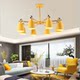 Nordic Macaron Living Room Chandelier, Modern Minimalist Solid Wood Bedroom Chandelier, Creative Japanese-Style Gray Wood Art Dining Room Lamp