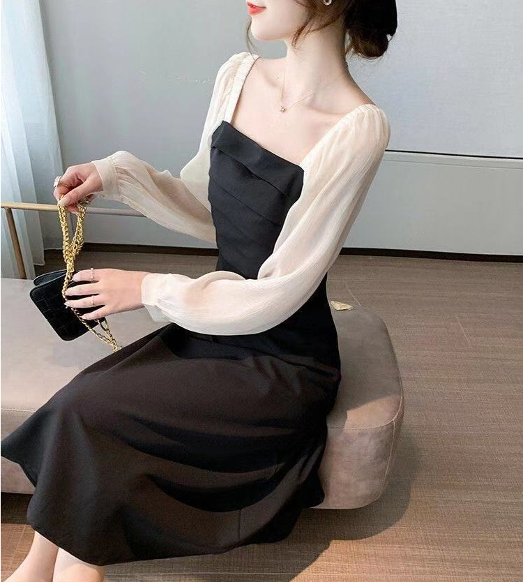 2021 new lady temperament long-sleeved dress mid-length version gentle wind fairy CD pseudo-mother cross-dressing large size skirt