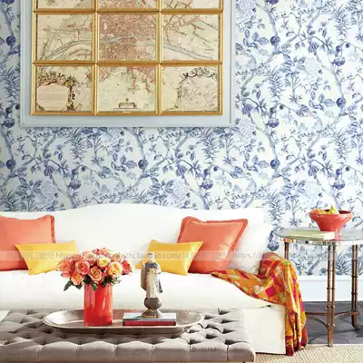 Pastoral Big Flower Vine wallpaper American country paper study bedroom living room background wallpaper new Chinese style