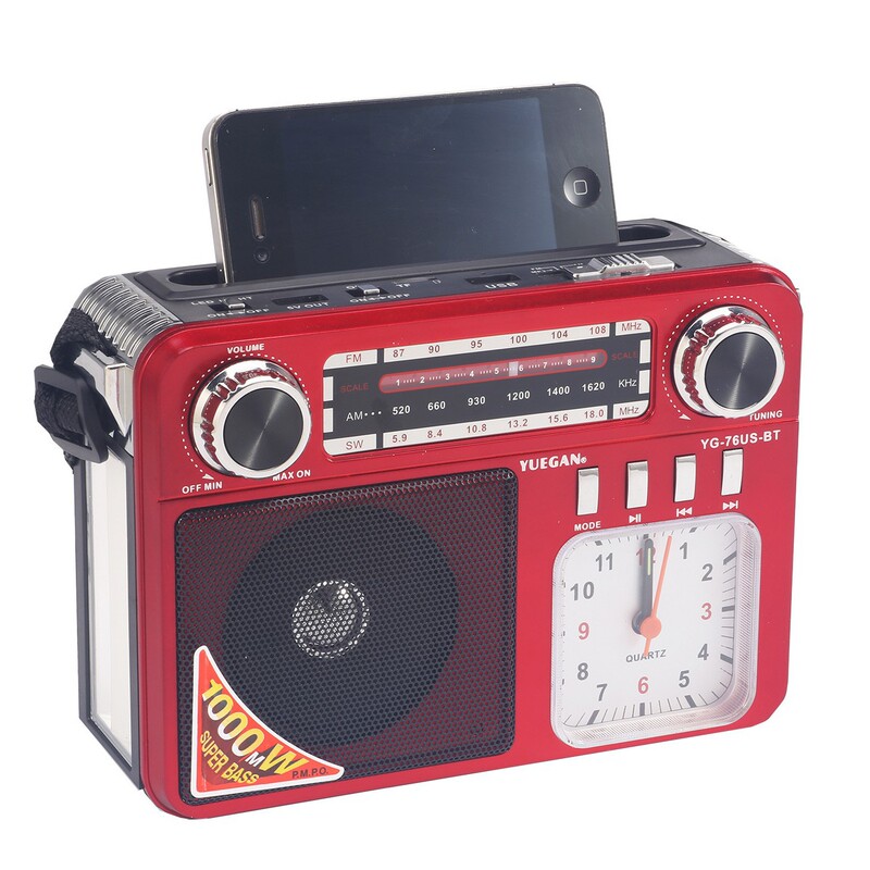 European and American Multifunctional Radio, Emergency Lighting, Mobile Phone Charger, Clock, Rechargeable Solar Card Speaker