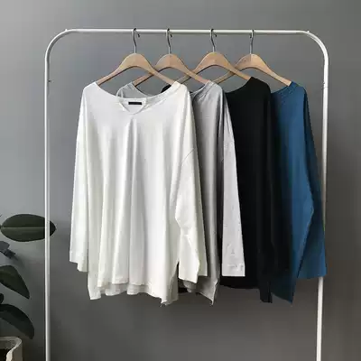 Jiu button large size women's early autumn new fat MM loose small V collar long sleeve T-shirt fat increase 200 jin can wear 181