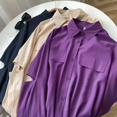 Nine button large size women's early spring new arm Hollow shirt fat mm long sleeve hole loose slim top 108