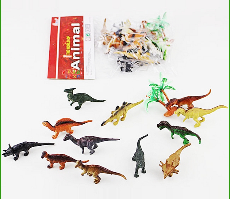 Mini kèn dạ quang nhỏ mẫu giáo khủng long trẻ em đồ chơi giáo dục mô phỏng động vật nhỏ mô hình 12 mảnh đặt - Đồ chơi gia đình búp bê hàn quốc