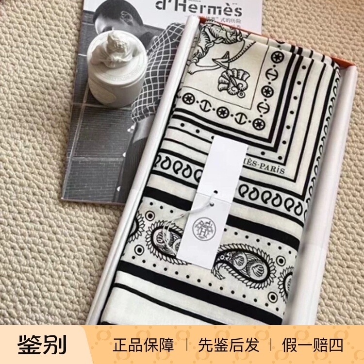 Hermes 24 New Sailor Tattoo Pattern Silk Scarf Shawl Women's Gift 140cm