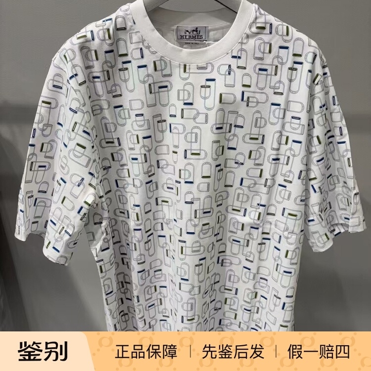In-Stock Hermes 25 New Model Men's Casual Printed T-Shirt Loose Casual T-Shirt