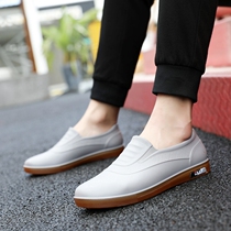 Casual fashion rain boots mens oil-proof short tube low-top car wash non-slip waterproof shoes wear-resistant rubber shoes kitchen chef work