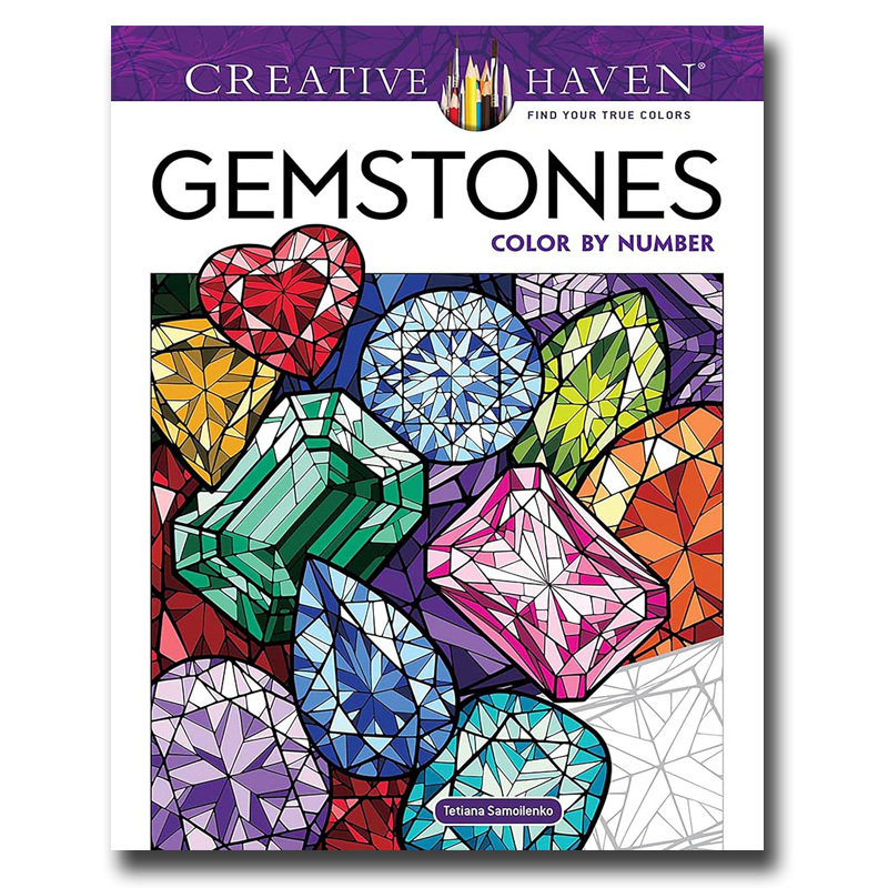 Pre-Order [Original Edition] Gemstones Digital Coloring Book "Creative Haven Gemstones Color by Number" Dover Pattern Design Material Art Book English Imported Original Edition