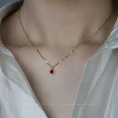 Bath can wear whole body American 14K gold gold exquisite zircon pendant necklace Joker simple light luxury choker