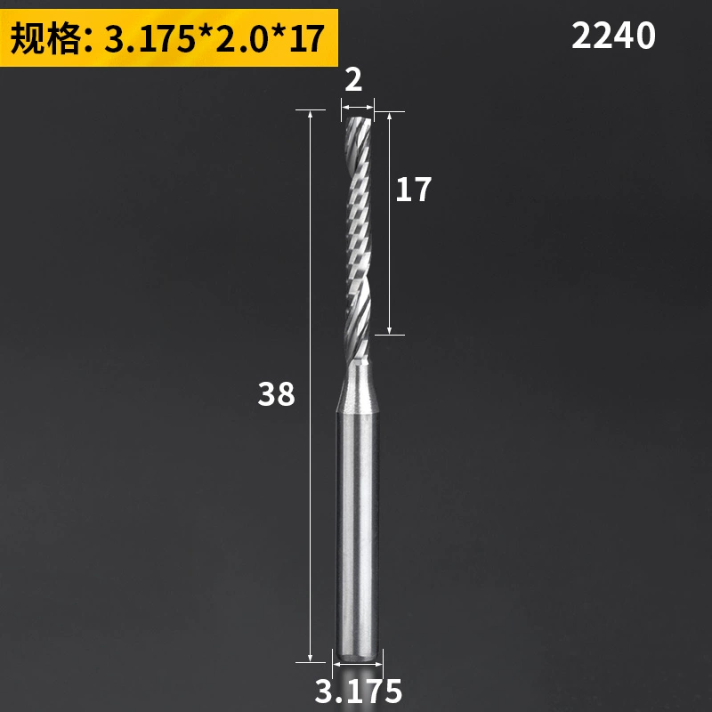 Lidiao thép vonfram 3.175 khắc bit 1 cạnh xoắn ốc phay gỗ chắc chắn mật độ bảng khắc CNC máy công cụ khoan gỗ mũi bắn vít 