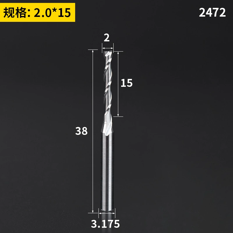 Thép vonfram 2 cạnh xoắn ốc phay 3.175 đầu khắc acrylic mật độ cắt bảng khắc CNC máy công cụ mũi khoan bê tông makita 