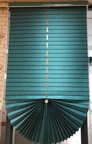 Solid color blackout curtain peacock blue fan-shaped roller blind curtain lift curtain lift curtain bedroom study balcony fan-shaped roller blind