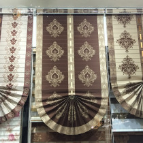 Fan-shaped European roller blinds sunshade sunscreen balcony study kitchen toilet lift curtain custom curtains non-perforated