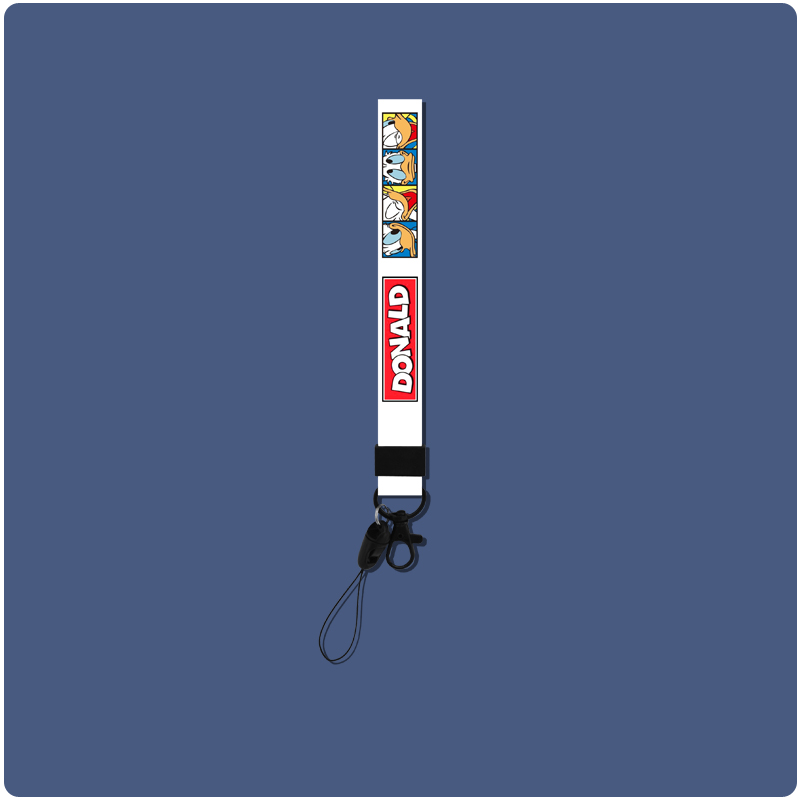 Wrist Rope: White Donald Duckfabric art mobile phone Lanyard USB drive Pendant men and women have cash less than that is registered in the accounts Wrist strap Key chain Loss prevention Cartoon lovely personality