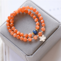 Sun Stone Bracelet Natural Orange Moonlight Stone Handstring Wangyun Korean version of Simple Mori ins niche to give girlfriend gifts