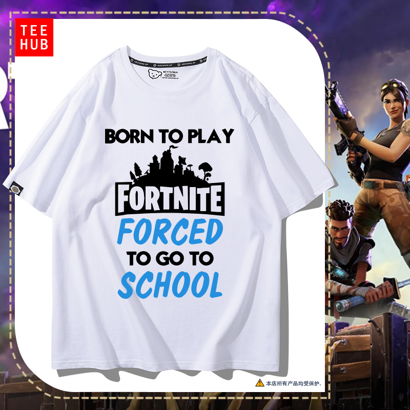 Fortnite Co-Branded Fortnite Game Peripherals, Summer Style Loose Casual Short-Sleeved T-Shirts for Men and Women, Couple Wear