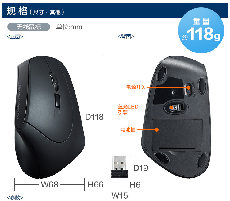 日本 山业 垂直握式蓝光护腕鼠标 告别鼠标手 图15