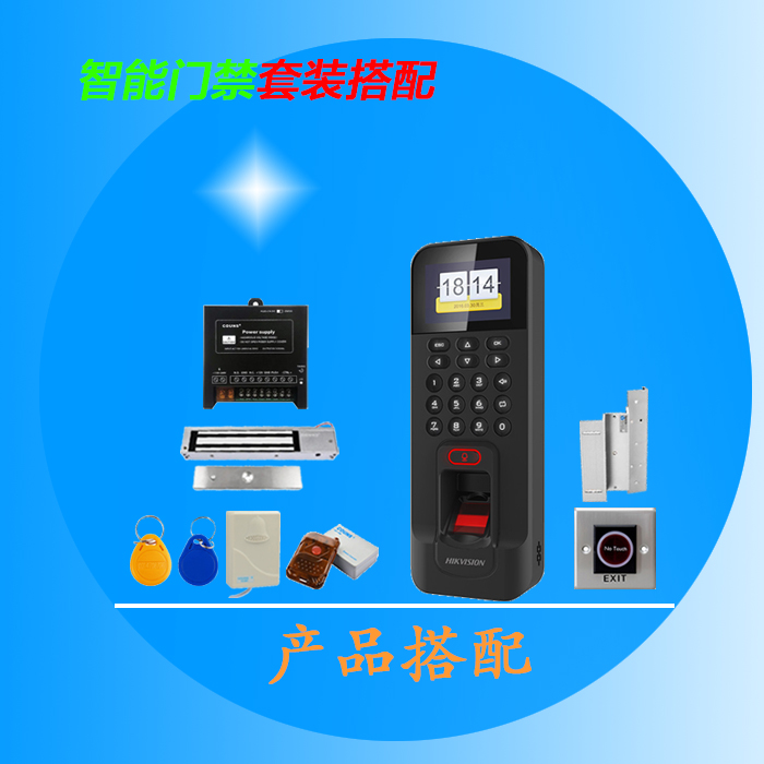 Access control suit Hikvision T804 fingerprint password time attendance magnetic lock ZL bracket remote control wooden door