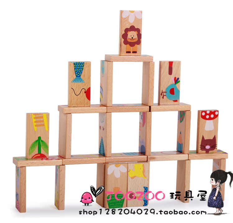 Trẻ em 3-6 tuổi khối xây dựng bé Montessori giáo dục sớm đồ chơi giáo dục domino domino gỗ hoạt hình câu đố động vật đồ chơi cho trẻ 1 tuổi