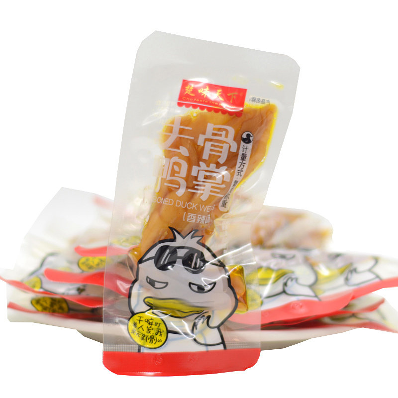 The Chu taste is fragrant and spicy to the bone duck palm 500g ready-to-eat no bones duck claws bulk halibut cooked duck foot snacks