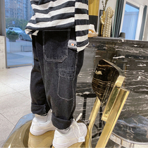 Boys jeans spring and autumn 2021 new foreign style childrens pants loose boy Harun jeans Japanese hip-hop