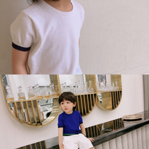 2021 summer original homemade childrens short-sleeved sweater Korean mesh breathable short-sleeved T-shirt boys light and light