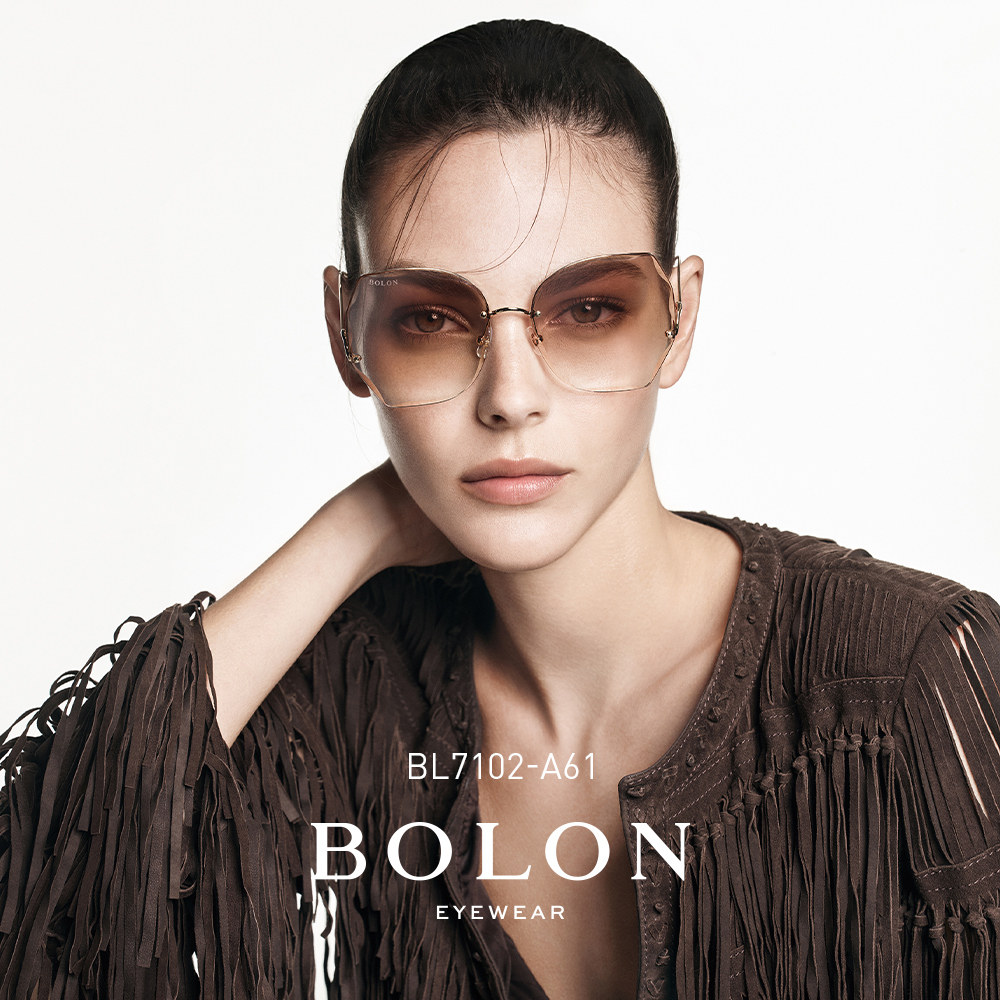 BOLON暴龙新款太阳镜蝶形钻石切割墨镜金属框潮眼镜女BL7102