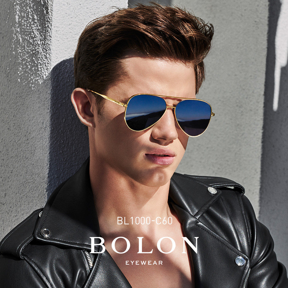 BOLON Tyrannosaurus retro polarized toad glasses Male Pilot frame Titanium frame Sunglasses Driving sunglasses BL1000