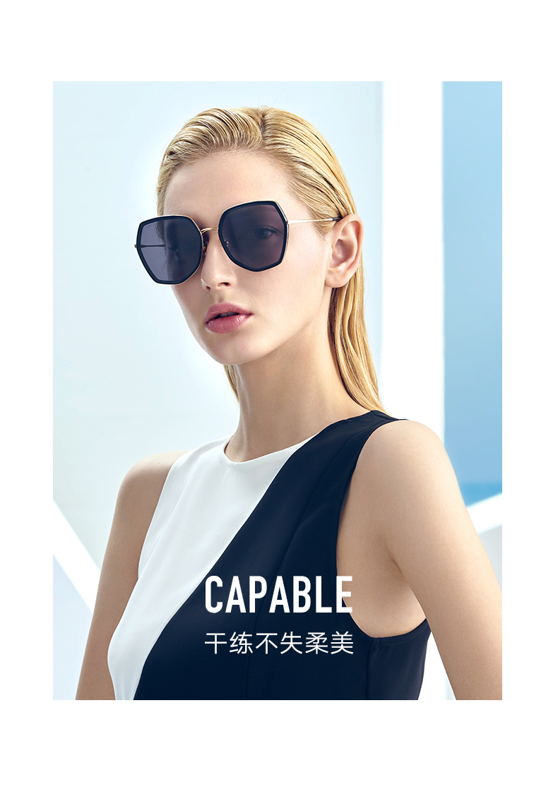 盖尔·加朵 暴龙 2020新款 多边形镜框女高清偏光太阳镜 渐变色镜片 图3