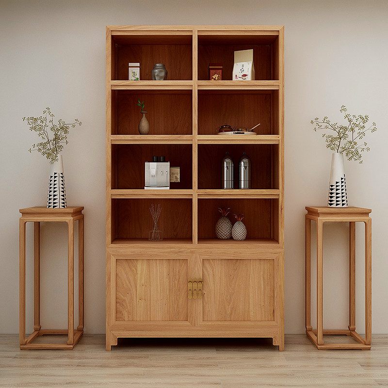 Old elm Duobaoge screen rack new Chinese tea rack tea room tea set display cabinet retro return shelf