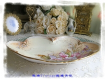 (English) 1897 Royal Worcester hand-painted gold silk thread enamel embellishment heart-shaped fruit plate