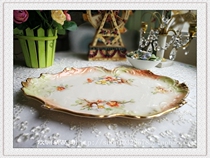 (UK) 1897-1911 British Glasgow Nautilus hand-painted peach blossom irregular side tray