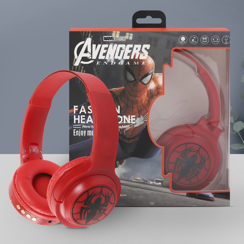 New Marvel Spider-Man Head-Mounted Bluetooth Headset with Card Slot, Bluetooth 5.0 Universal Wireless Headset