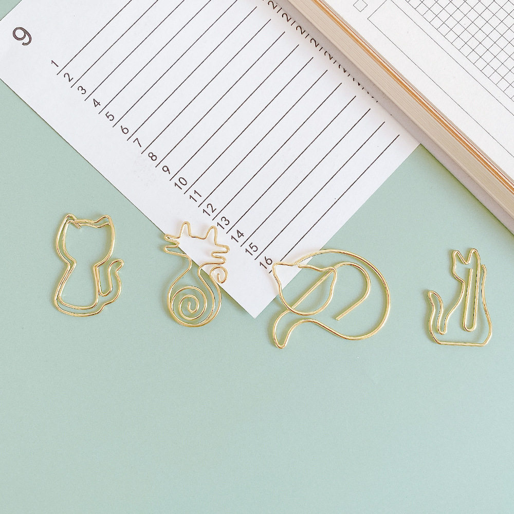 Cartoon cat paper clips, various shapes, kitten paper clips, cute creative special-shaped paper clips, handbook storage