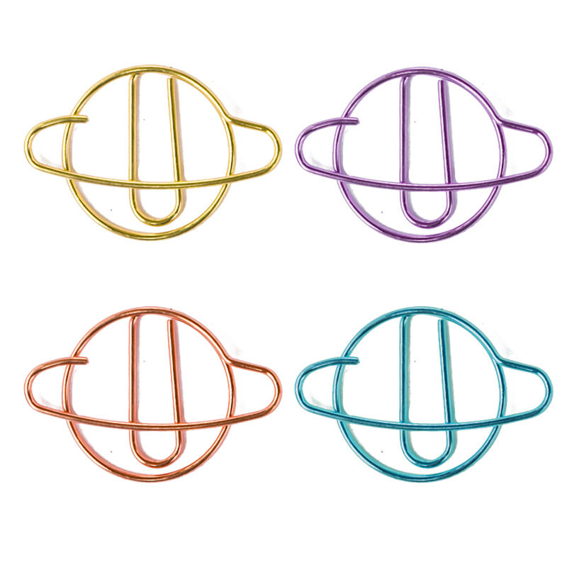 Planet Creative Paperclip Office Storage Cute Paperclip Handbook Student Colored Metal Plating Paperclip