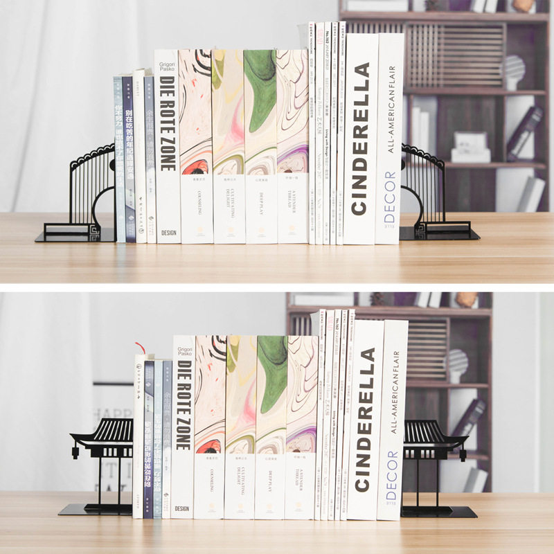 National style bookends, creative retro simple vertical bookends, metal dividers, desktop bookshelf bezels