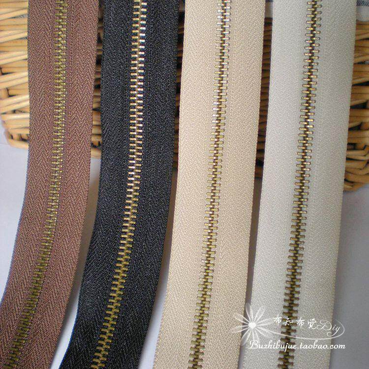 No. 5 metal zipper code zipper luggage handmade bag zipper green bronze teeth light gold teeth