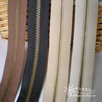 5 Number of metal zipped and dress zipped bag handmade bag with zipper Qinggu bronze tooth light gold tooth