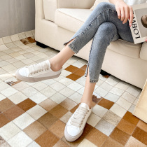 Spanish niche shoes women 2021 Spring and Autumn Silk small white shoes Joker casual fashion lace up comfortable flat shoes