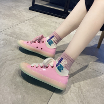 jw joint jelly shoes female 2021 spring and autumn Korean version of Joker patent leather board shoes women flat leisure sports explosion shoes tide