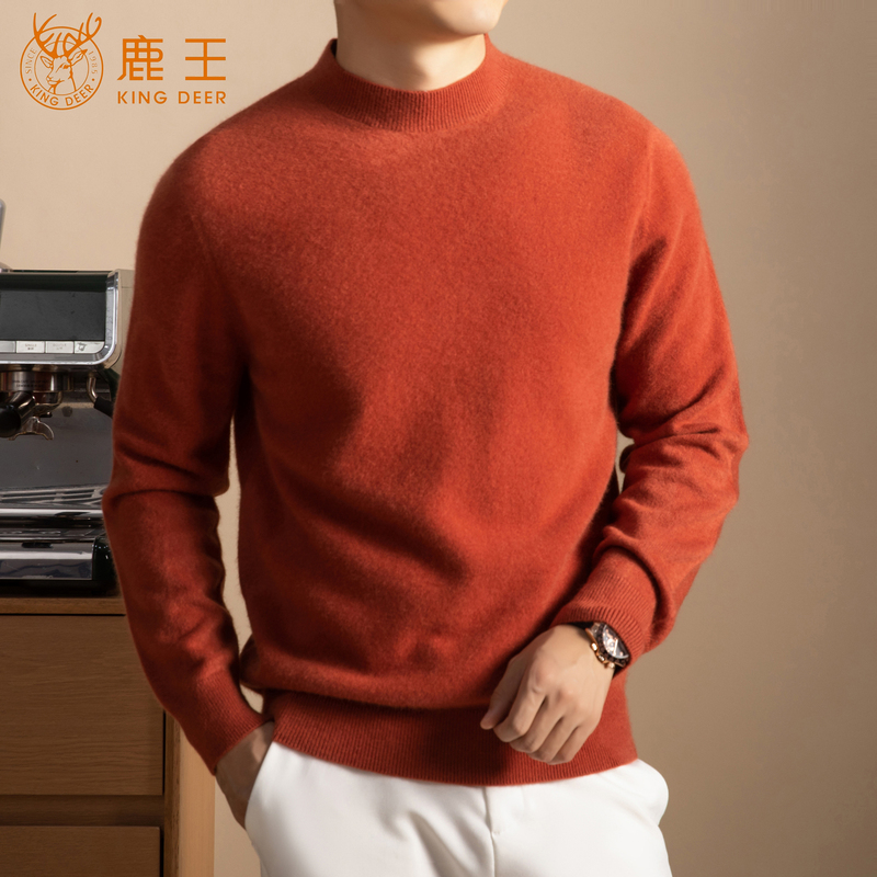 Luwang Cashmere Sweater for Men 100% Pure Cashmere Round Neck Knitted Sweater Autumn and Winter Base Layer High-End Wool Sweater