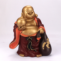 New painted pure copper Maitreya Buddha fortune ornaments big belly laughing Buddha vertical Buddha statue TV cabinet porch gift big copper