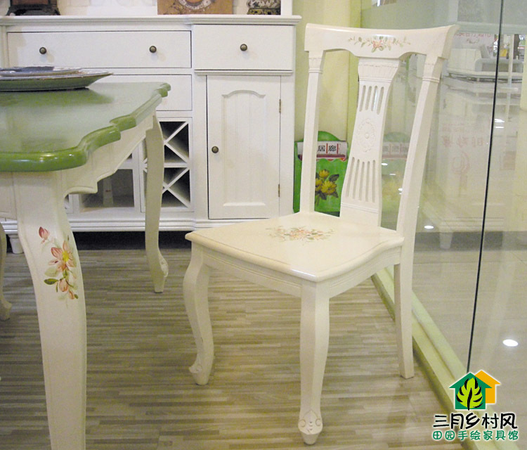 March Countryside Wind Solid Wood American Countryside Mediterranean Fields Handpainted Dining Chair Bookchair English-style Inn