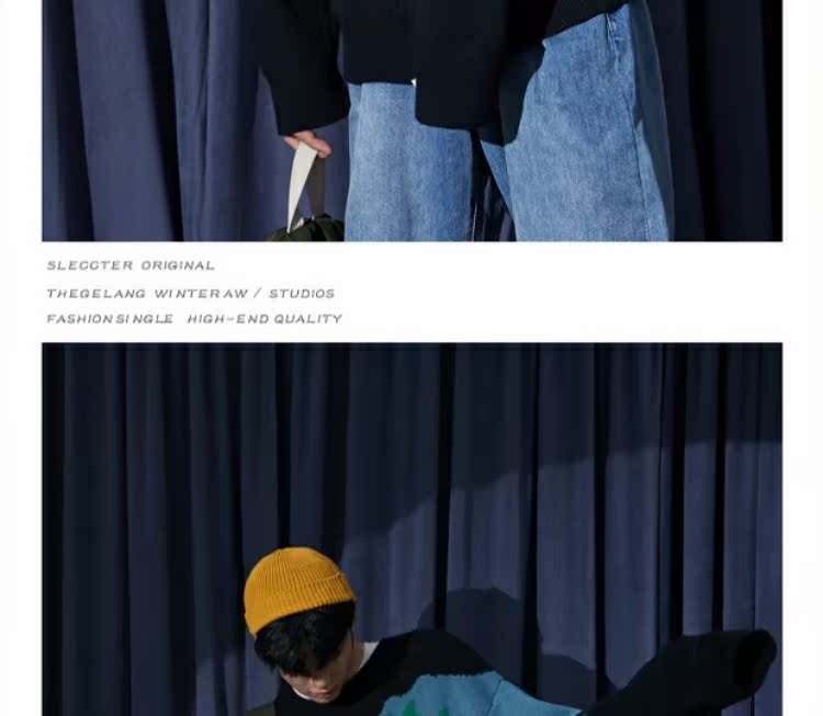 Mùa thu và mùa đông ulzzang Kiểu dáng áo len dày của những người yêu thích phiên bản Hàn Quốc nhỏ tươi của áo len nam xu hướng áo khoác len mỏng