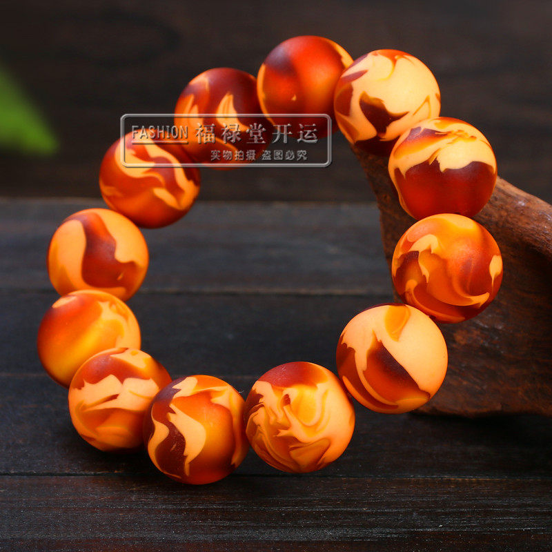 Baltic Sea Large Single Circle Old Beeswax Bracelet with Cloud Texture Blood Amber Color Old Amber Retro Demon Flower Bracelet
