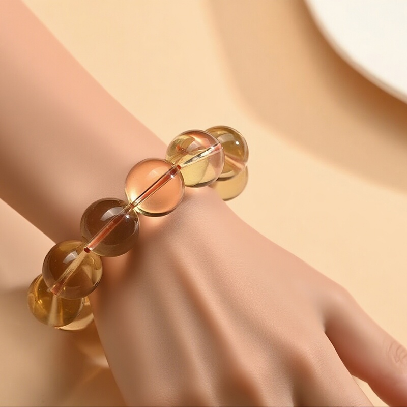 Very Clear and Pure Citrine Bracelet, Brazilian Yellow Material, Yellow Crystal Beads, Loose Beads, Bring Wealth and Prosperity, Citrine Bracelet