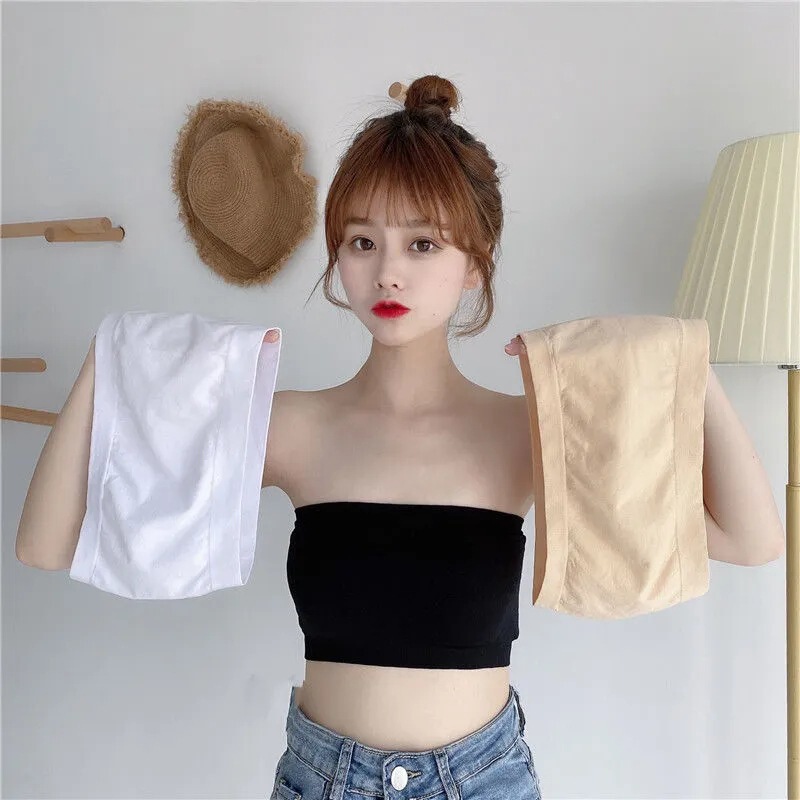 Strapless Chest-Wrapped Tube Top, One-Shoulder Vest, Invisible Inner Wear, Thin Anti-Exposure Short Style, Seamless and Versatile for Students